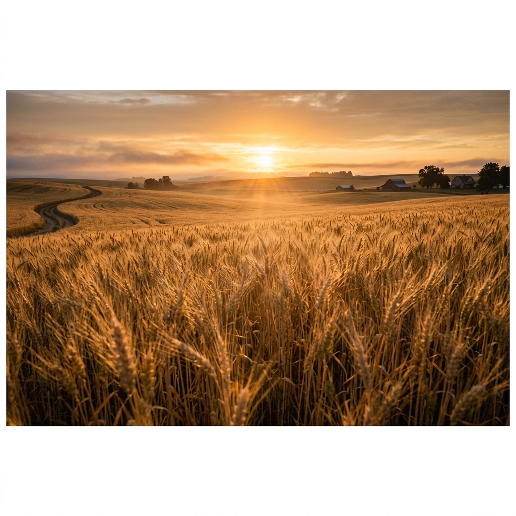 Champ de moisson au lever du soleil